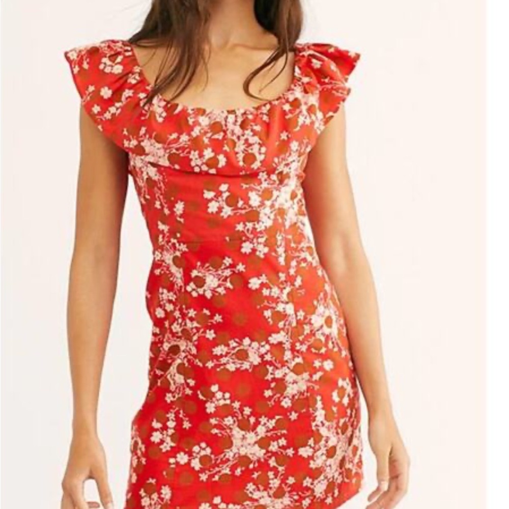 Free People Woman’s Red, White & Brown Sleeveless Mini Dress. Size 4.